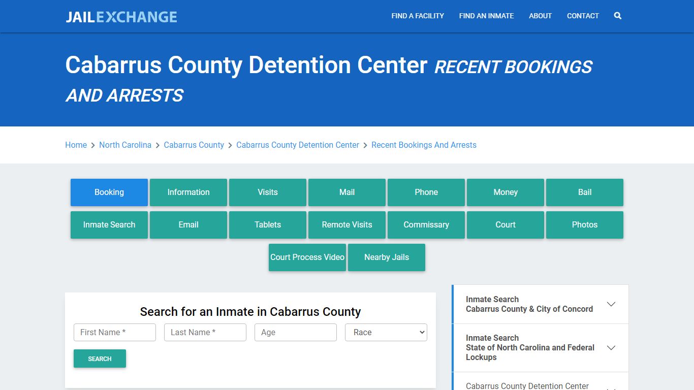 Cabarrus County Detention Center Recent Bookings And Arrests