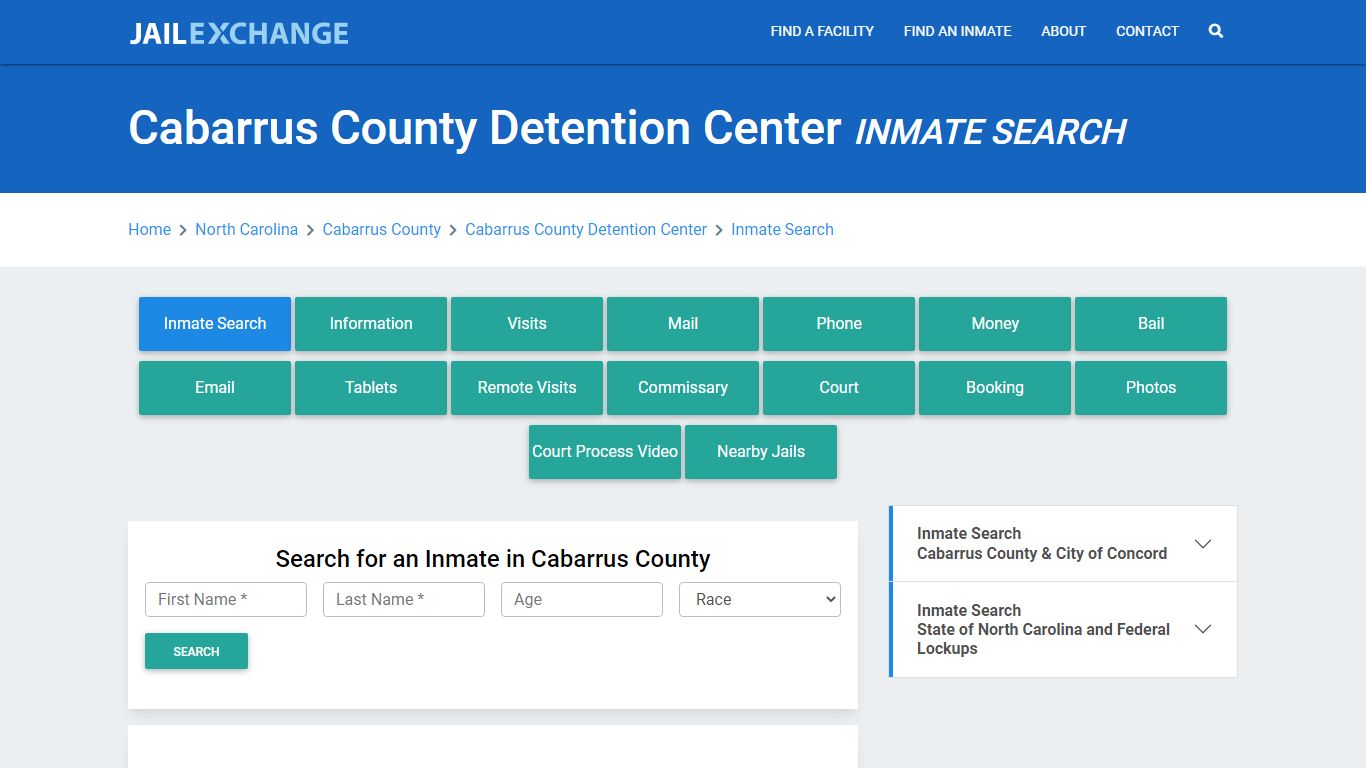 Cabarrus County Detention Center Inmate Search - Jail Exchange